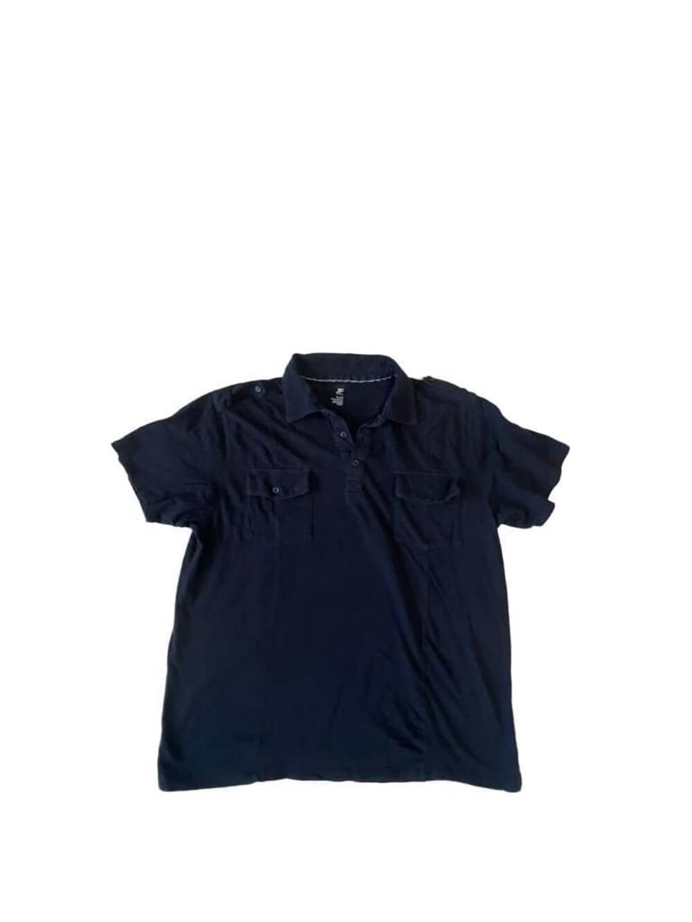 J. Ferrar Black Modern Fit Epaulette Double Chest Pocket Polo Shirt XL